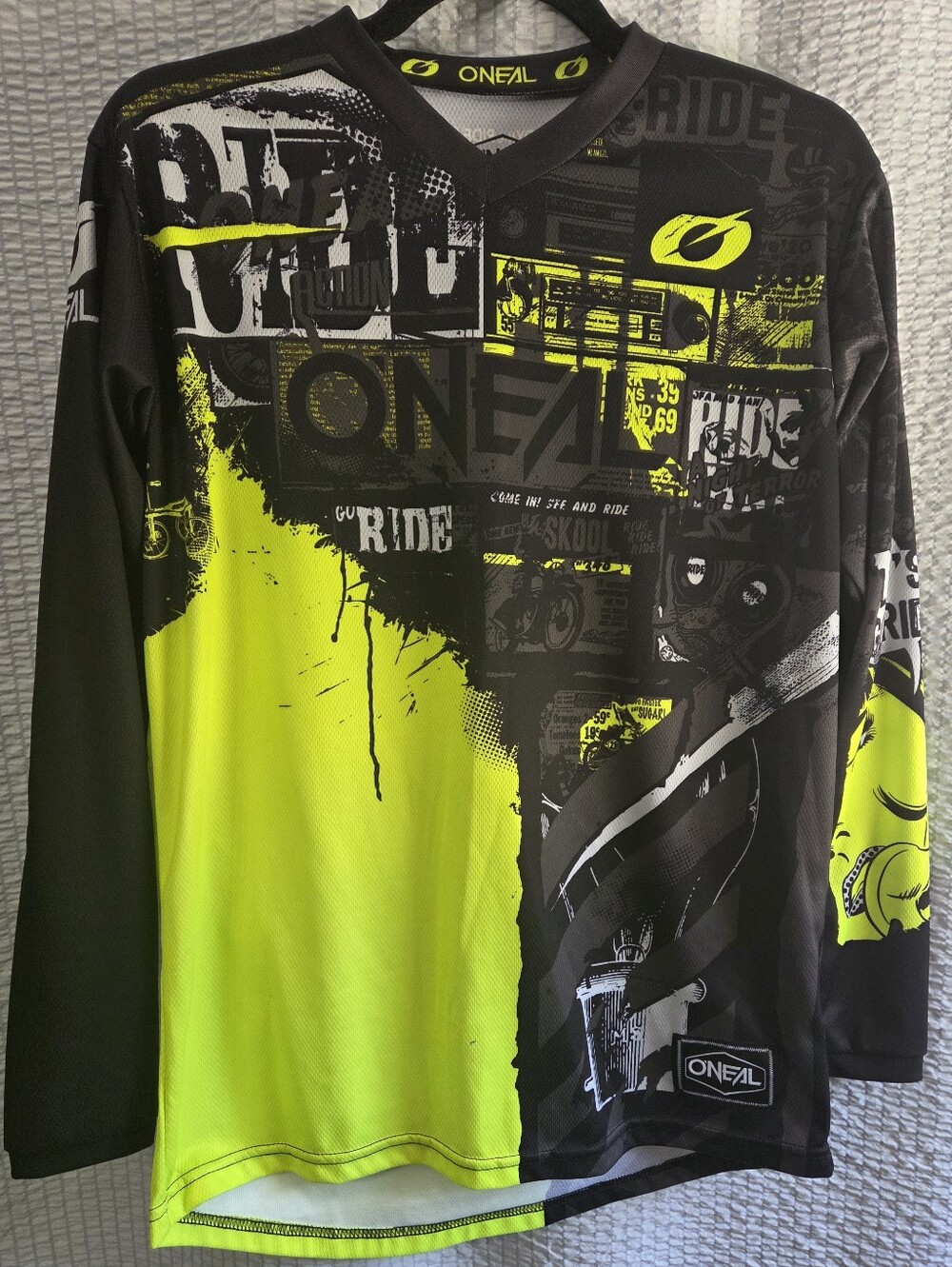 O'NEAL Kids' Long Sleeve MTB Jersey in Neon Yellow & Black